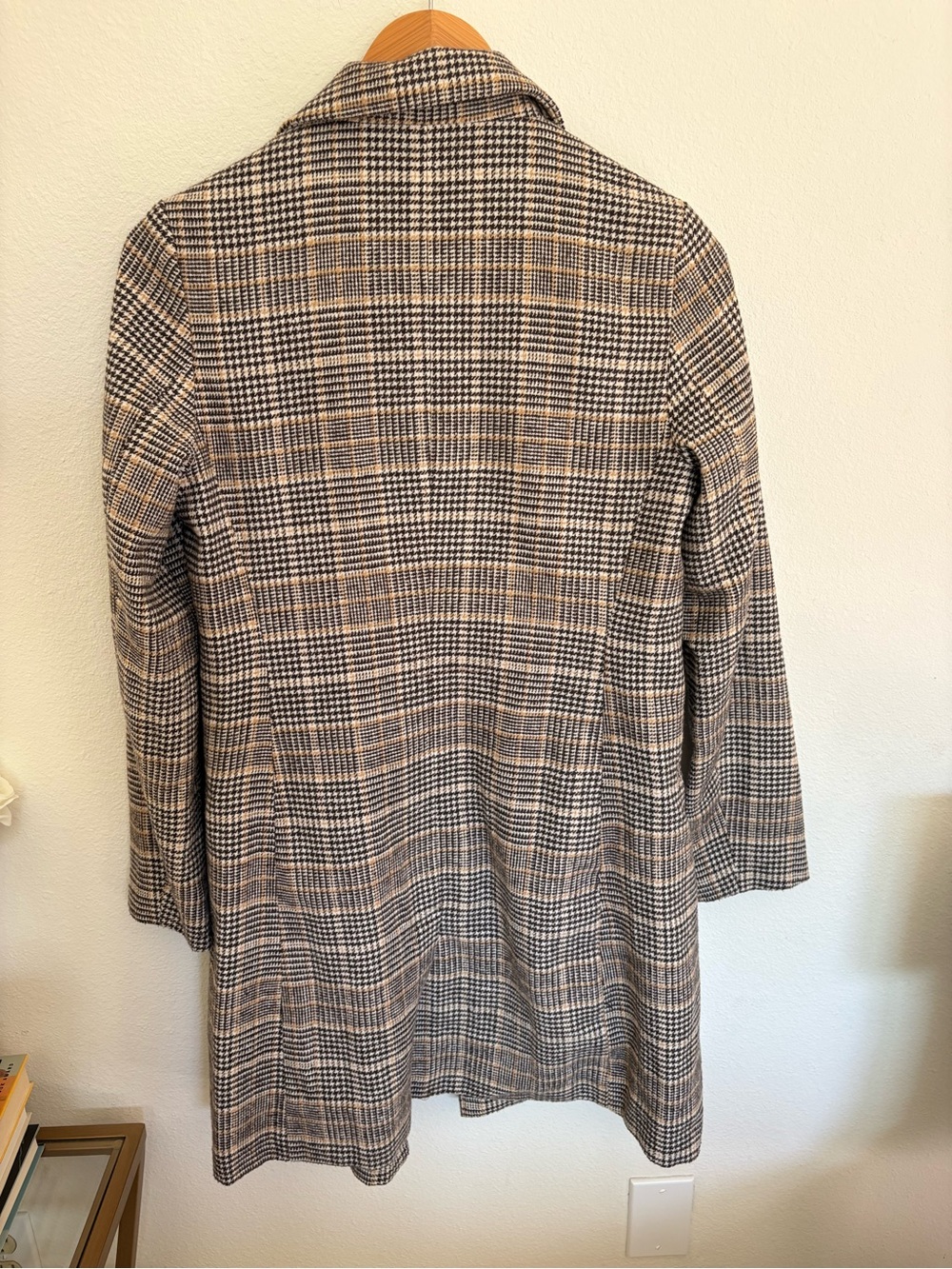 Allegra K Plaid Double-Breasted Blazer in Beige and Black - Picture 4 of 4
